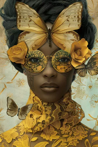 Dame mit Schmetterling 80x120cm