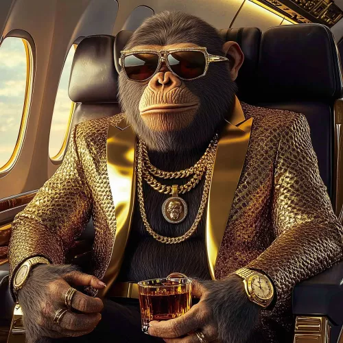 Jet Set Affe Gold 80x80cm