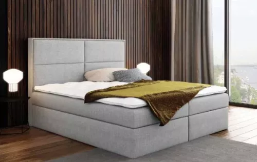 Großes Bett 180x200 mit Matratzenauflage - Stoff Hopper Khaki 51 LTX