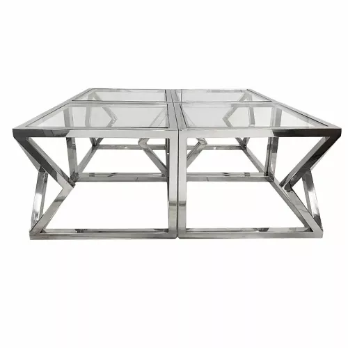 Beistelltisch Elton 55x55x43cm silber Klarglas
