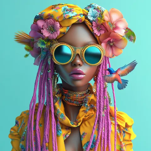 Frau mit Rose 1 80x80cm