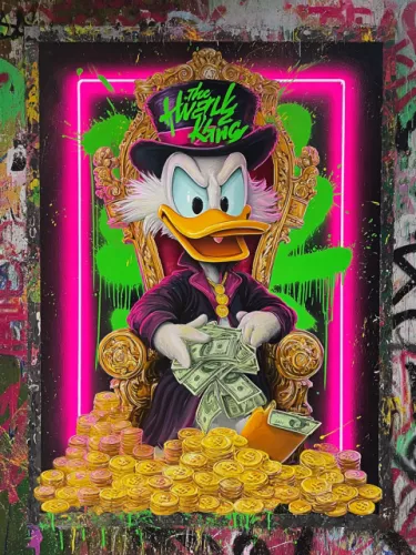 Ente auf Münzen 60x80cm