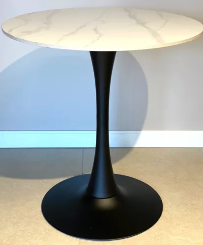 Hikme Keramik-Esstisch Ø70cm (Calacata & Schwarz)