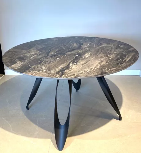 Galaxy Esstisch, feststehend, Ø130cm (Cosmos Hochglanz & Schwarz)
