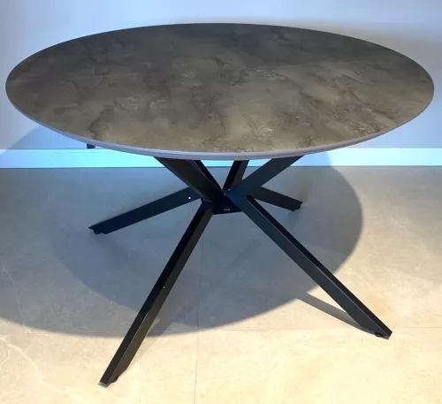 Dobok Ext. Esstisch Ø126cm (160x126cm) (Irony Super Matt & Schwarz)