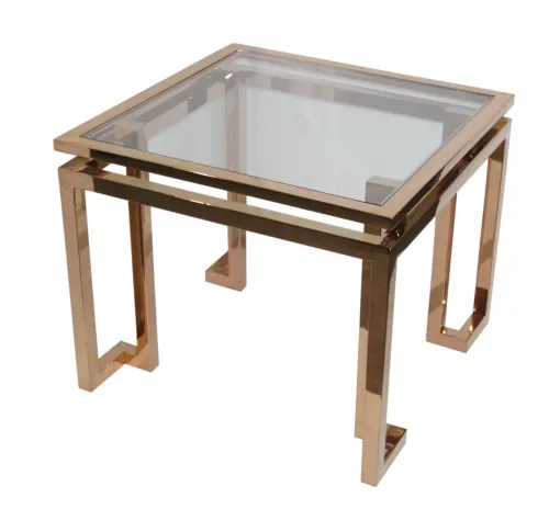 Beistelltisch Ridge 55x55x65cm Gold mit Klarglas