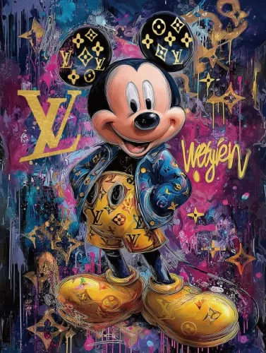 Maus mit Jeansjacke 60x80cm