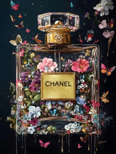 Flasche mit Blumen, 120 x 80 cm