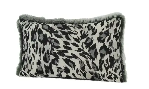 Kissen Naomi Schwarz / RS Fell Taupe 25x40cm
