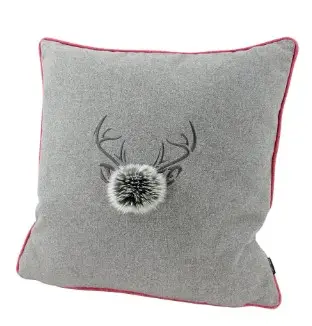 Kissen Milo mit Hirschnasenfell 45x45cm
