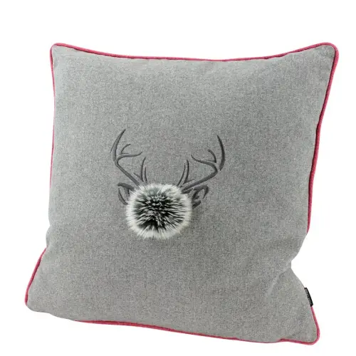 Kissen Milo mit Hirschnasenfell 45x45cm