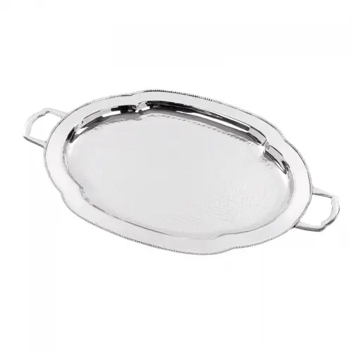 Tablett 61x40x5cm Oval silber