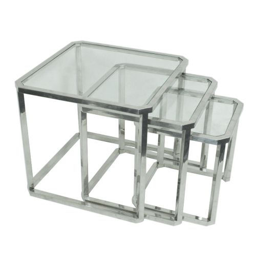 Beistelltisch Jerome 60x60x55cm mit Klarglas (3er Set)