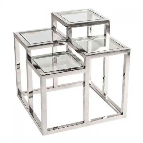 Side Table 60x60x62cm With Clear Glass