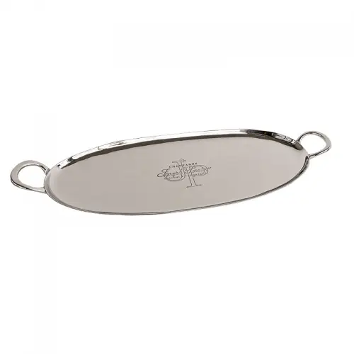 Tablett 62x22x6cm Oval mit Henkel silber