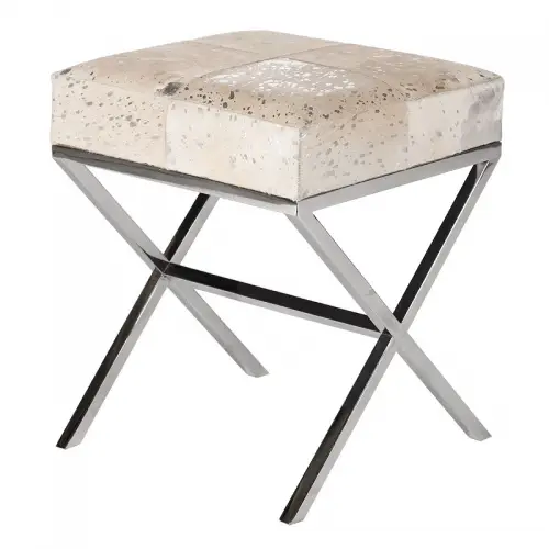 Hocker Danny 40x40x50cm x-Leg silber creme