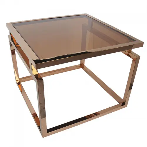 Couchtisch Stapleton 65x65x50cm Gold Rauchglas