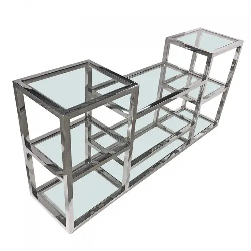 Wandtisch Harlan 160x38x75cm Klarglas silber