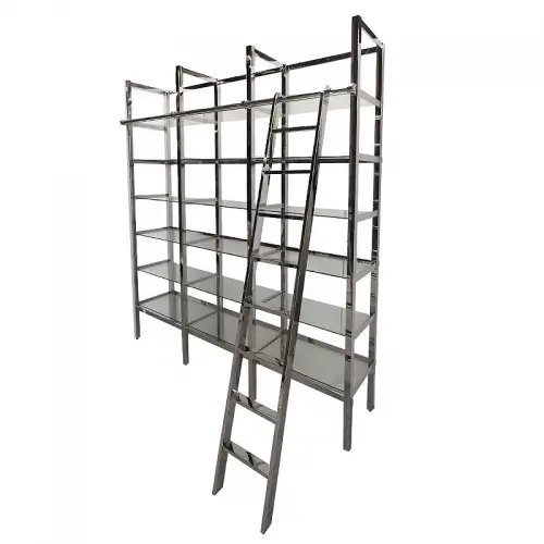 Schrank Highland 223x45x245cm Silber / Klarglas