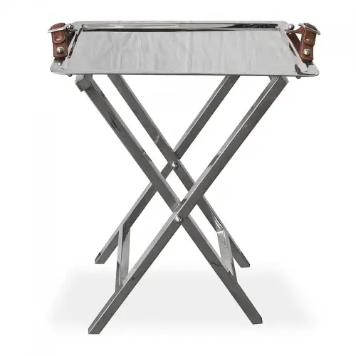 Tablett auf Ständer 46x37x60cm mit Ledergriffen