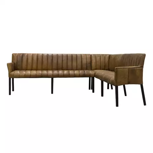 By Kohler Cube/Denver R Cornerbench ca. 230/200x65/65x83cm Middle Brown Vintage (105921)