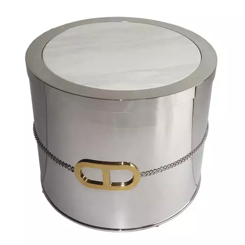 Beistelltisch Edelstahl goldenes CD-Logo 60x60x50cm