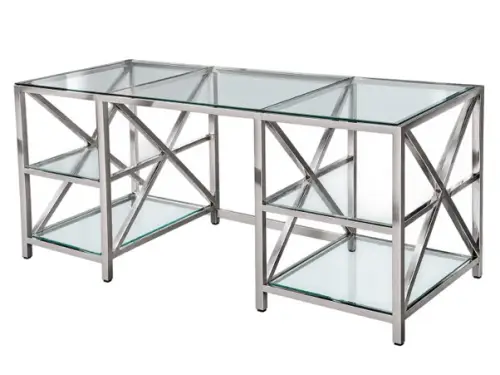 Schreibtisch Birkenhead 175x79x76cm mit Klarglas