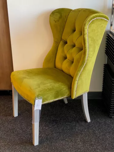 SALE Roxy Beistell-Esszimmerstuhl – Juke Olive 53 – neue graue Beine – silberne Nägel – silberner Ring