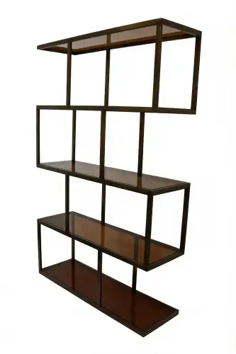 Bücherregal Pitsburg 120x25x179cm Gebürstete Antike Bronze / Rauchglas