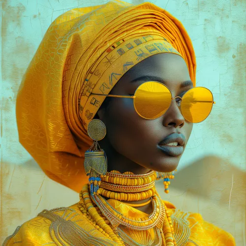 Frau in Gelb 120x120cm